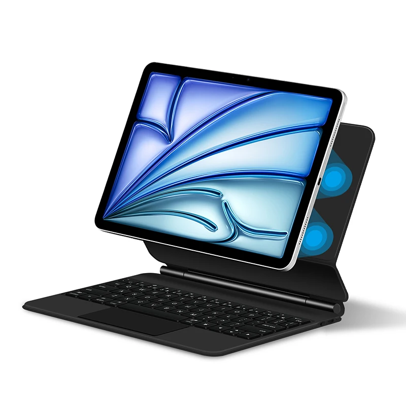 لوحة مفاتيح سحرية بإضاءة خلفية لجهاز iPad Air 11 M2 air 11 بوصة غطاء مغناطيسي بتصميم عائم لوحة مفاتيح Teclado