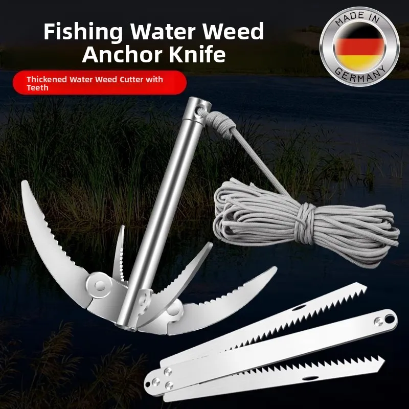 Stainless Steel Fishing Gear Water Grass Knife Fishing Equipment Camping Travel Supplies Lawnmower Aquatic Plant Cutter