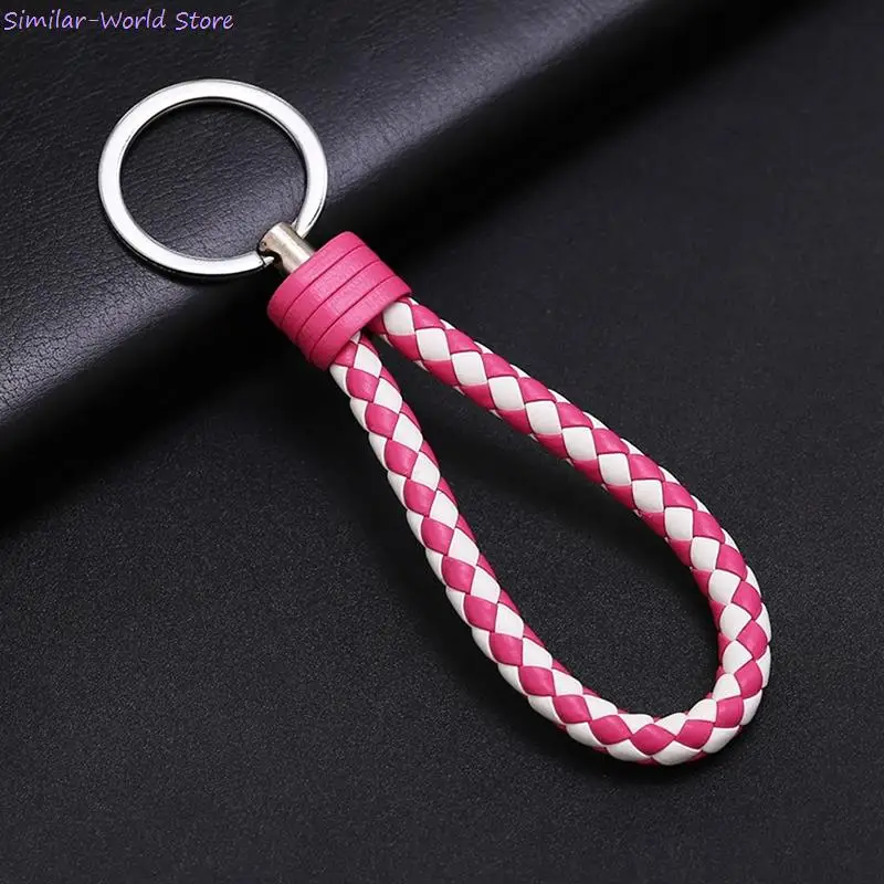 1 PCS PU Leather Braided Woven Rope Keychain DIY Bag Pendant Key Chain Holder Key Car Trinket Keyring For Men Women Jewelry