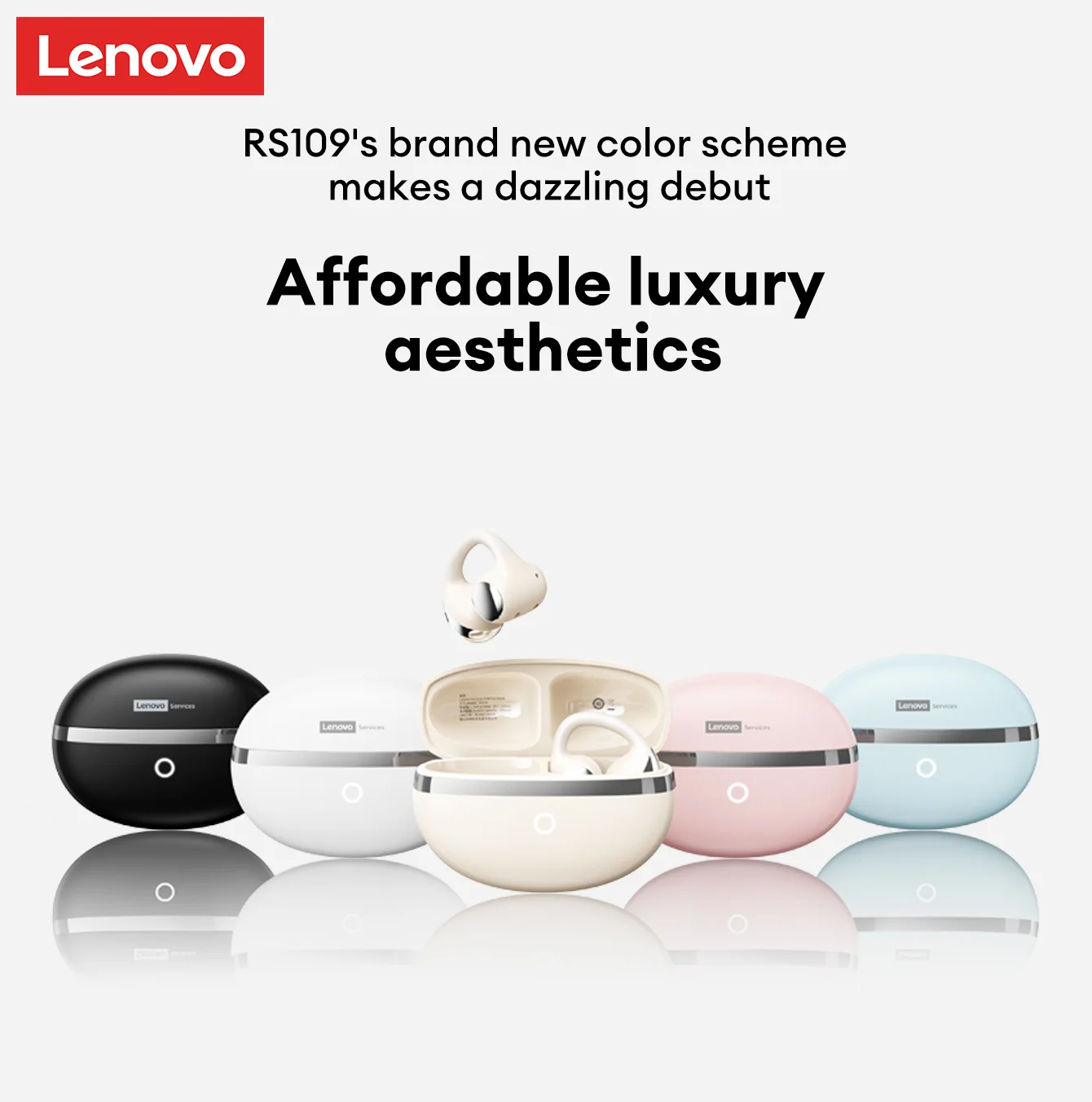 Lenovo RS109 Clip On Bluetooth 6.0 Headphones OWS Wireless Earphones IMAX Deep Bass 360° Surround Sound Open Ear Earbuds HD Call