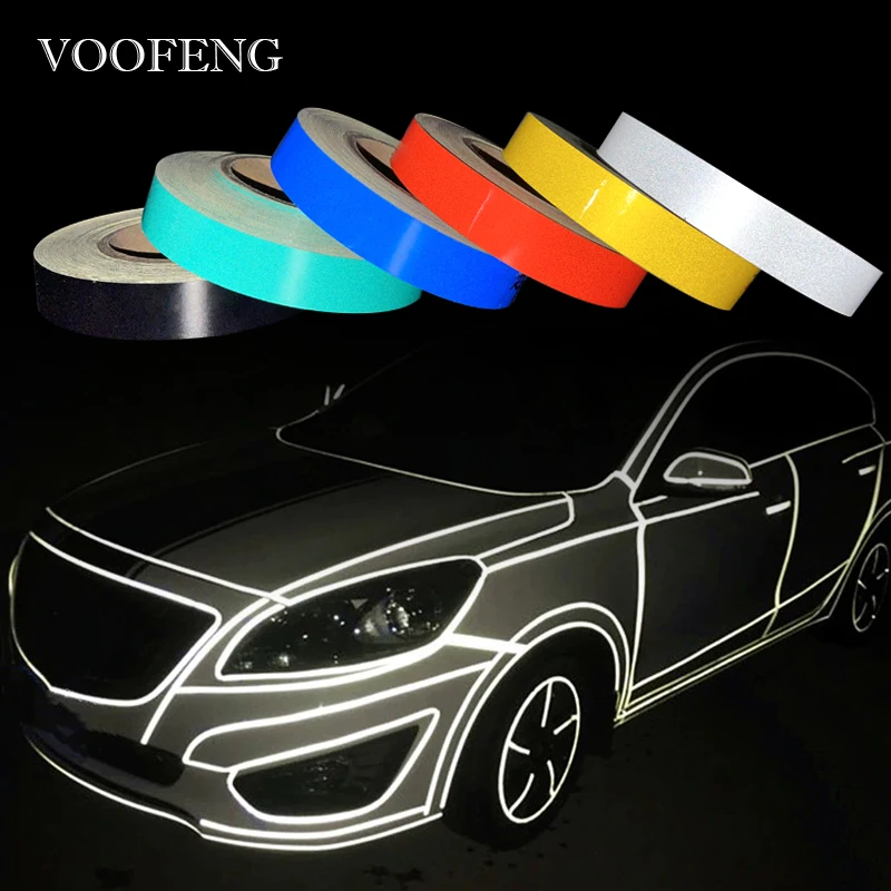 VOOFENG Reflective Car Sticker 2.5cmX45.7m PET Reflector Auto Motorcycle Decoration Safety Mark Warning Tape VF-3100