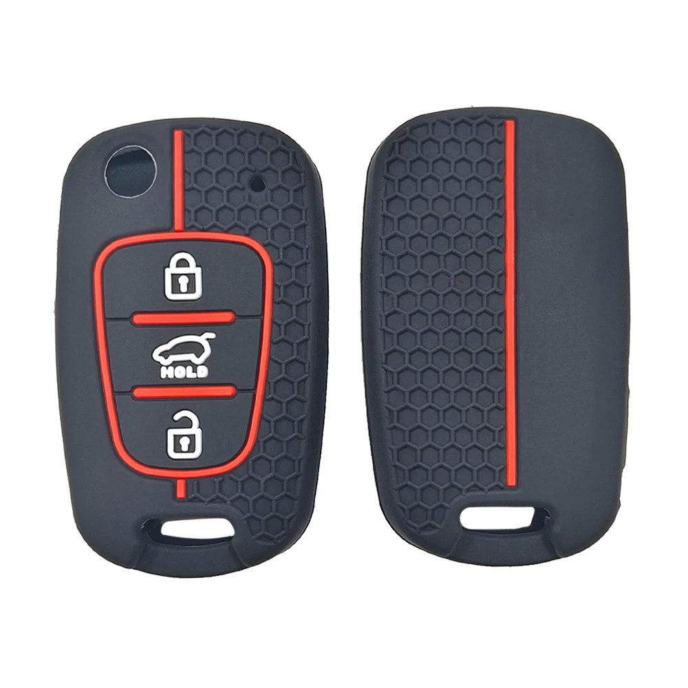 

Чехол для автомобильного ключа (1 шт.), черный с красной линией, складной, на 3 кнопки, силиконовый, для Hyundai i30, i35, iX20, iX35, Solaris, Verna, автозапчасти