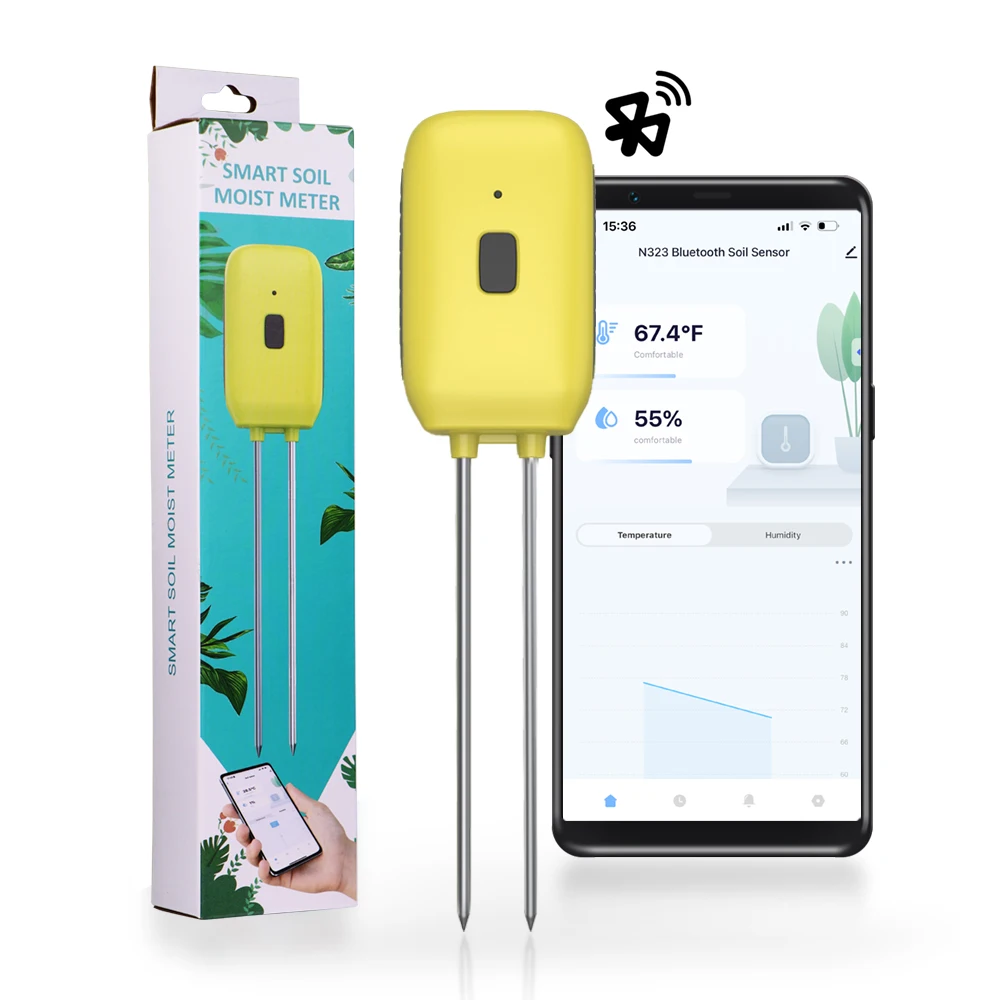 

N323 Bluetooth-совместимый датчик почвы Зонды из цинкового сплава IPX5 Мониторы Влажность почвы и температура Alexa Поддержка Google Assistant