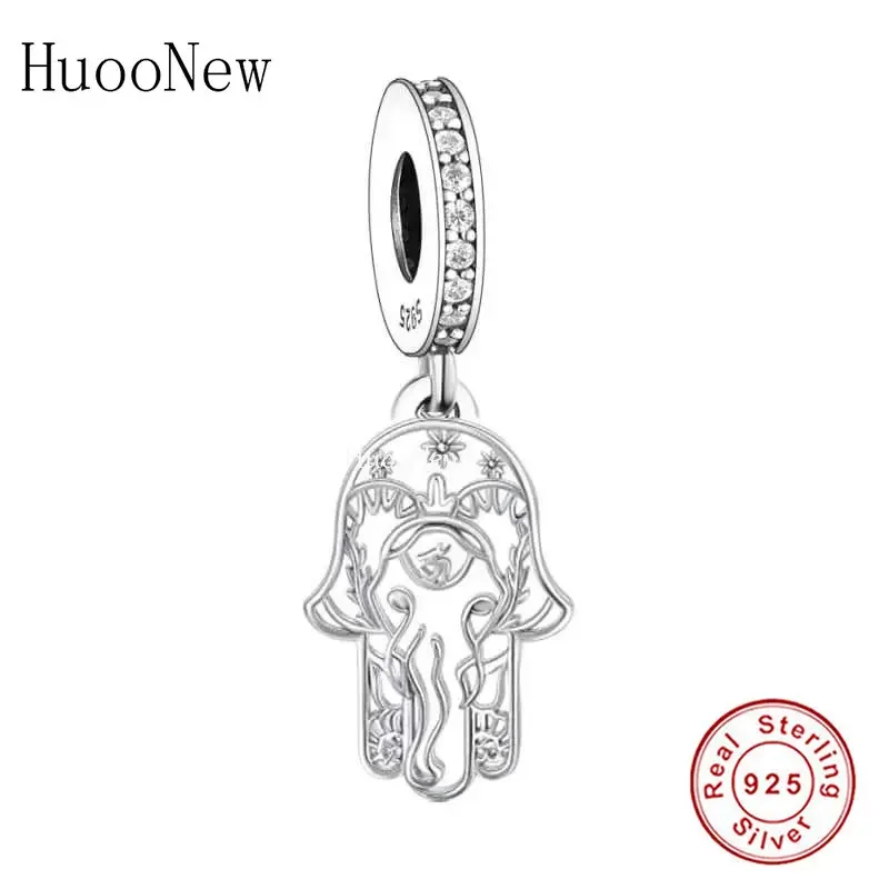 

Fit Original Pan Charms Bracelet 100% 925 Sterling Silver Openwork Lucky Hasma Hand Elephant Bead For Making Women Berloque DIY