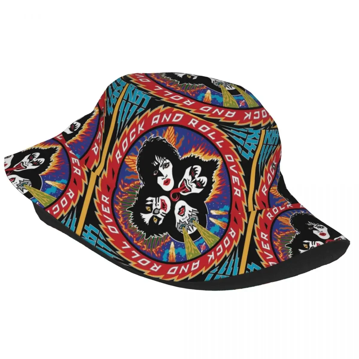 Rock Band Heavy Metal Bucket Hat Hot Summer Headwear Stuff Kiss Fishing Cap for Camping Men Women Panama Hat Foldable