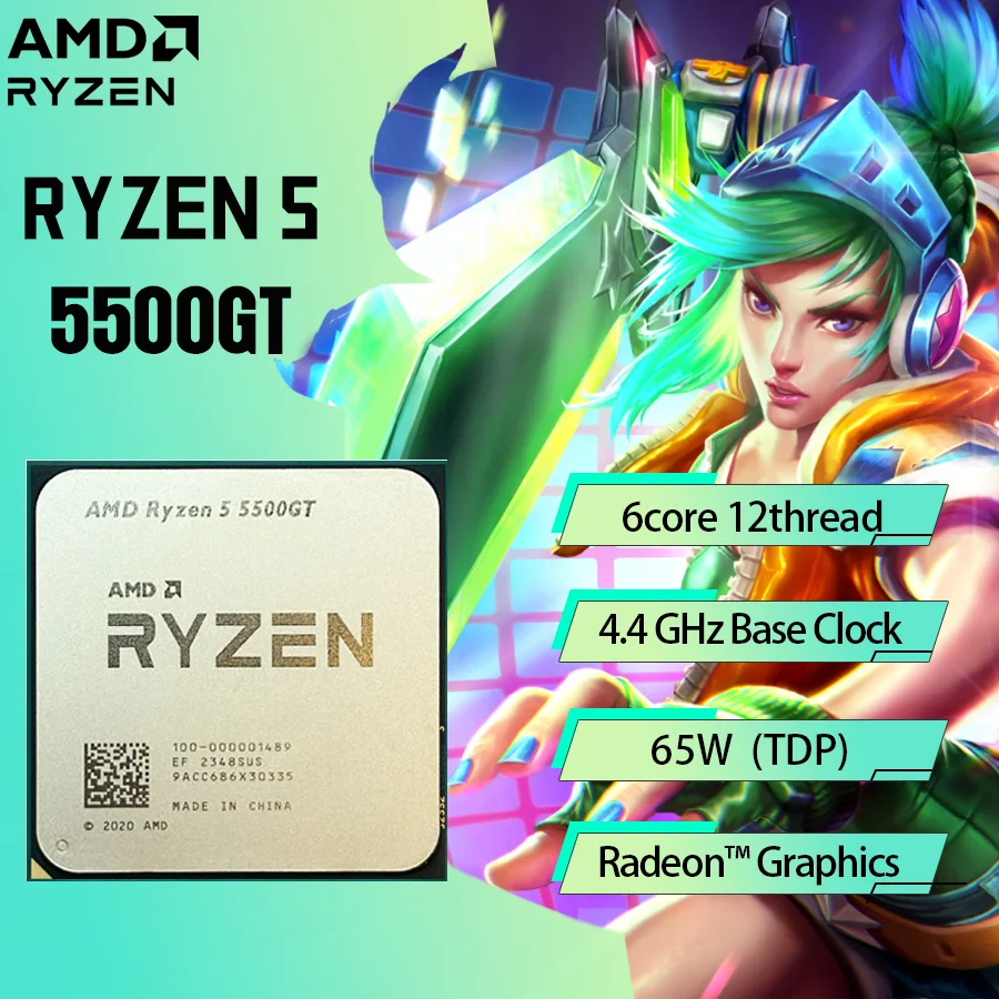 AMD Ryzen 5 5500GT NEW R5 5500GT 3.9GHz Six-Core Twelve-Thread 65W CPU Socket AM4 New but without cooler