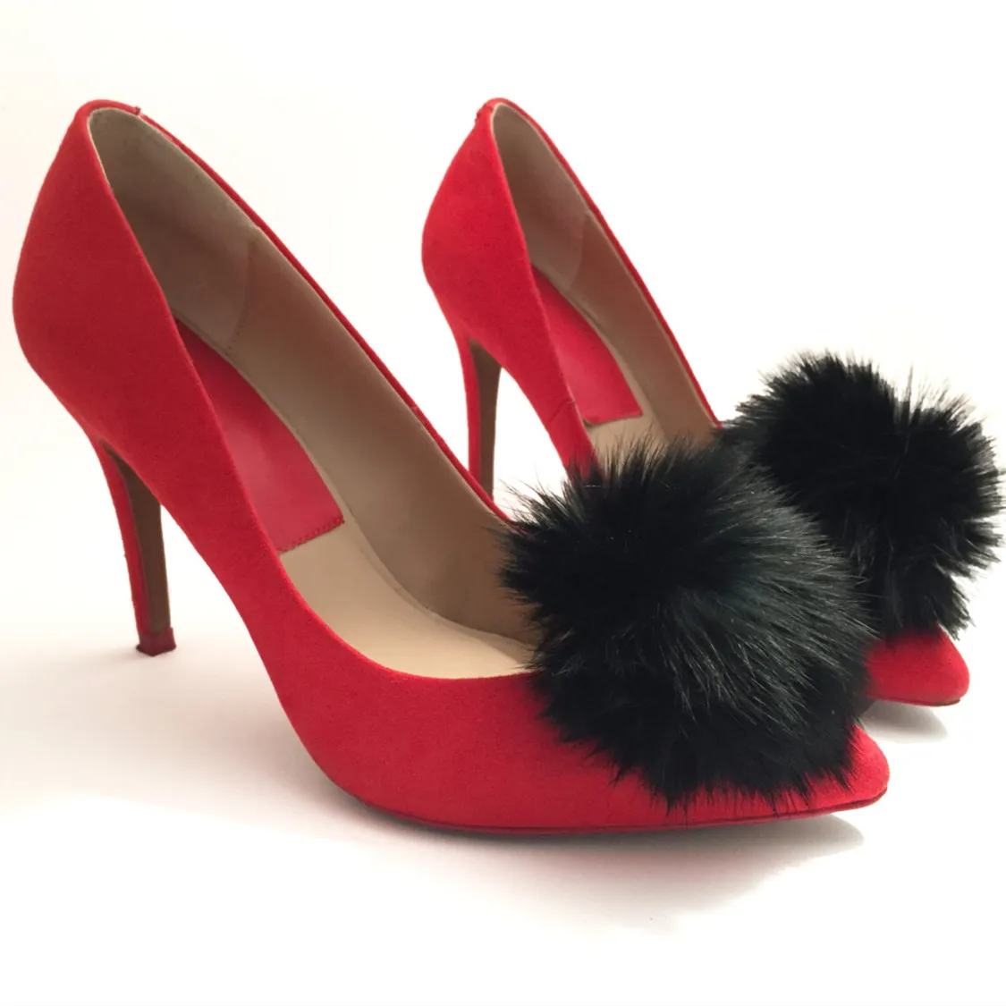 One pair Real Fox Fur Shoe Clips Shoes Buckle Bridal Shoes with Fluffy Pompom Ball Daily Detachable Accessories