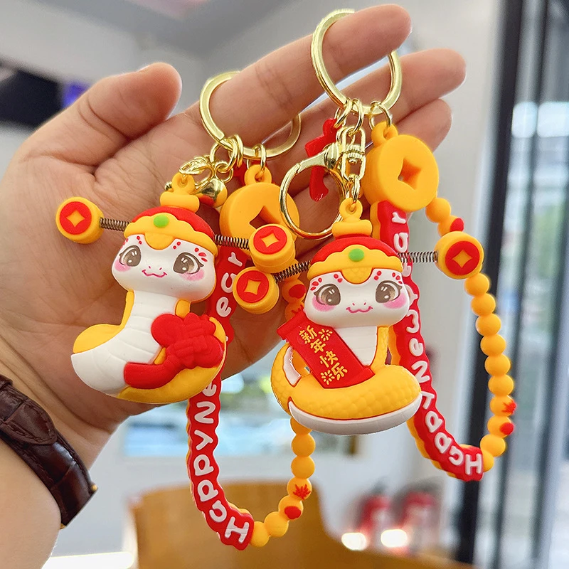 Creative 2025 Cartoon Year Of The Snake Keychain Festive Small Gift Couple Bag Decoration Chinese Zodiac Lucky Pendant