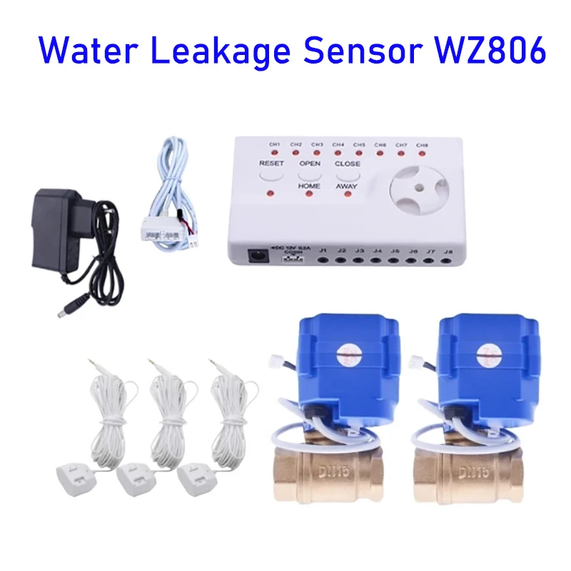 

Water Leak Sensor WZ806 2pc DN15 (1/2") Smart Motorized Valve 3pc Six Meter Water Detector Cable Protection Against Water Leaks