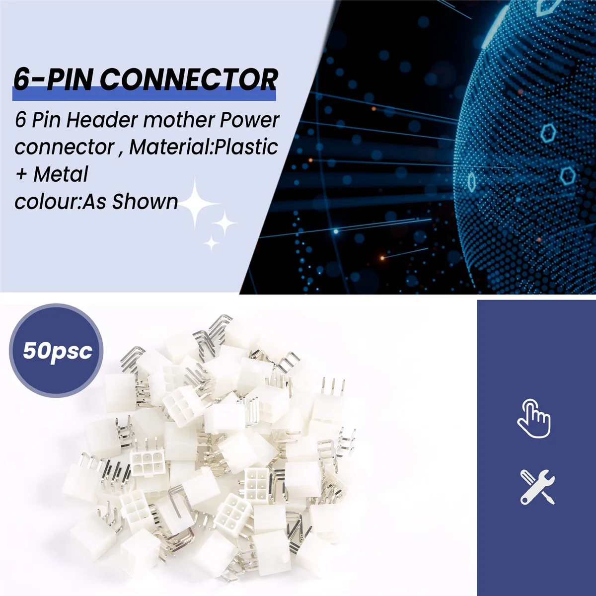 HOT 50Pcs 6-Pin Connector Power Connector Looper for Asic Miner Antminer S9 S9K S9J L3 DR3 T9 Z11 Z9 B7 X3 A4 A9 M3 Z1PRO