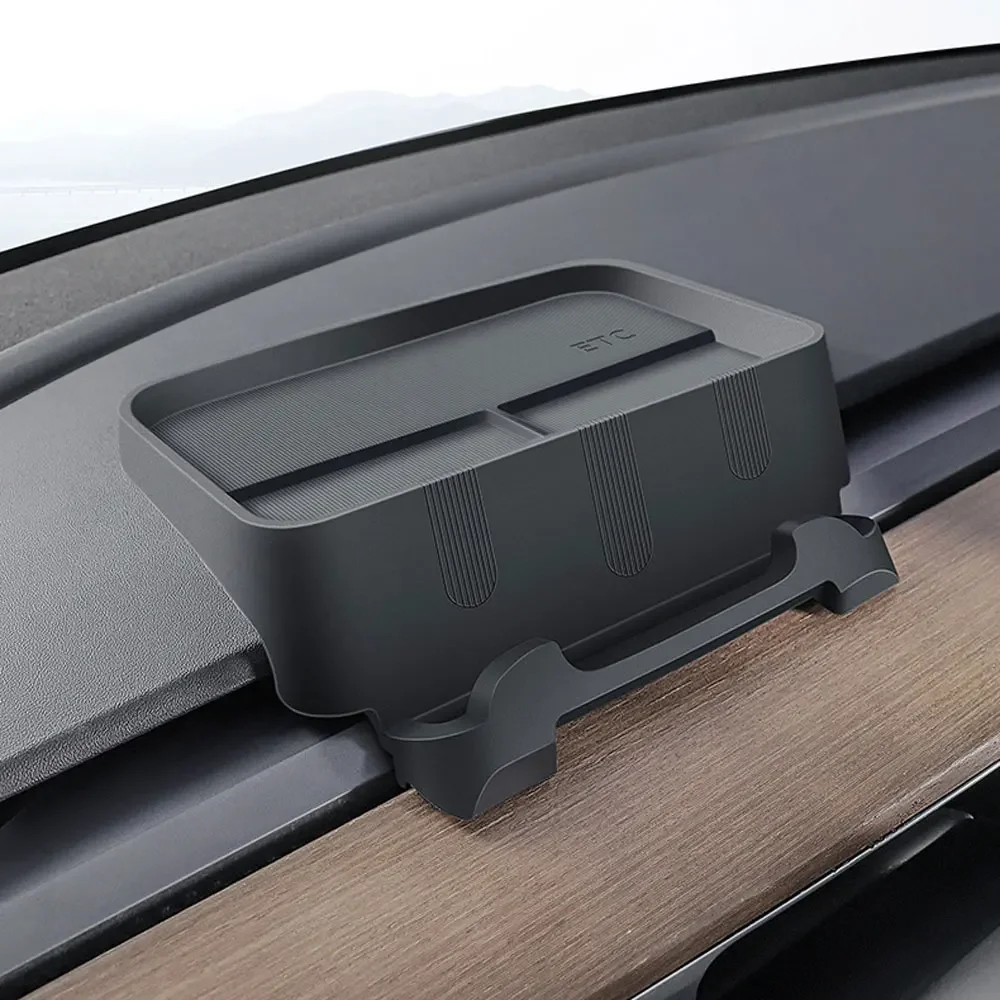

For Tesla Model Y 3 Dashboard Silicone Tray Center Console Storage Box Anti Slip Auto Accessory 2 Hooks Tissues Sunglasses