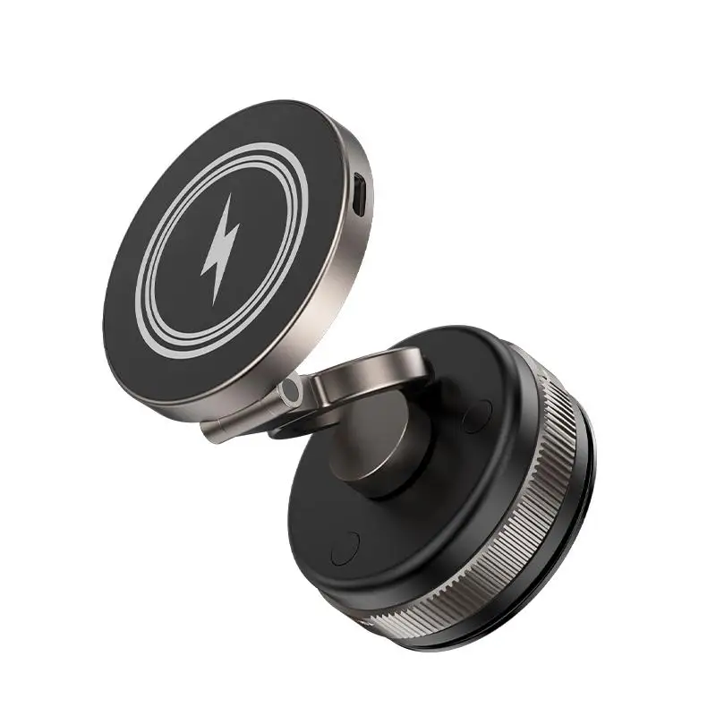 

Портативный вращающийся вакуумный сильный магнитный кронштейн для телефона, подставка 15 Вт, заряжаемая автомобильная беспроводная мобильная мощная подставка для телефона, складной Z2x8