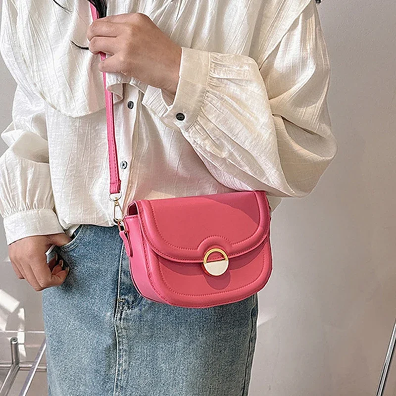 Retro Saddle Small Armpit Shoulder Bags For Women solid color Crossbody Flap Purse PU Leather Ladies Handbags Fashion square bag