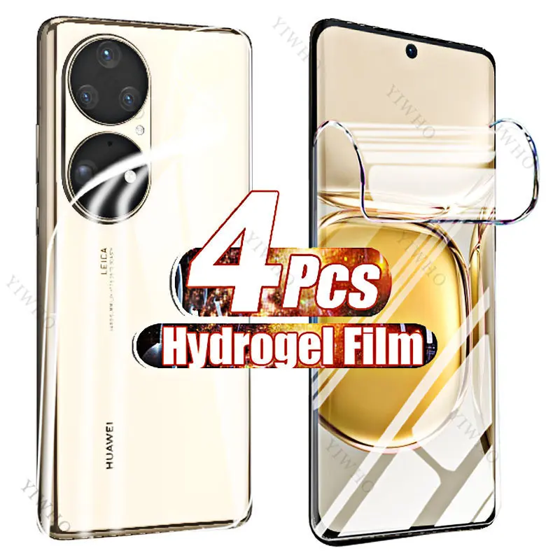 Hydrogel Film on For Huawei 50 Pro 50E 50 E Protective Film Screen Protectosrs Front and Back Case Not Glass 4-1PCS Soft Mater