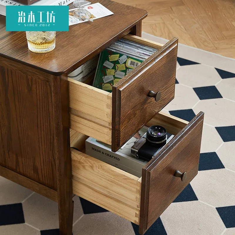 Woodworking Workshop All Solid Wood Bedside Table Environmentally Friendly Simple American Environmentally Friendly Walnut Locke