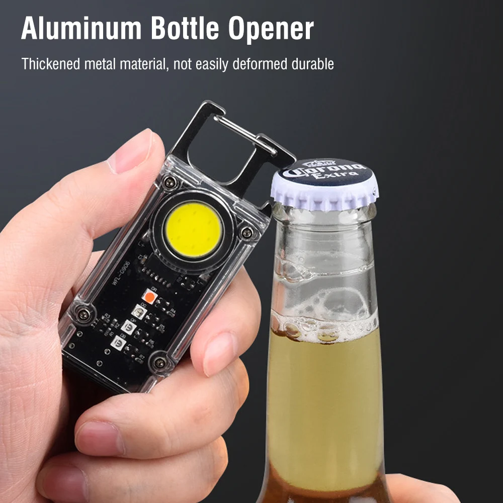 New Multifunction COB Keychain Light Mini Flashlight Portable Torch Outdoor Rechargeable Mini Keychain Lamp for Camping Hiking