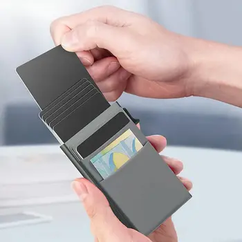 حامل بطاقات ائتمان بتقنية RFID للرجال، محفظة صغيرة رفيعة وأنيقة بتصميم بسيط، مصنوعة من المعدن الفاخر، حافظة لبطاقات الهوية المصرفية، محفظة رجالية من كارترز تشويس 10 best sales محفظة إيسكر - №5