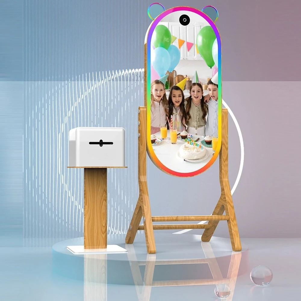 Nuevo Espejo Fotográfico con Marco LED para Selfies, Cabina de Fotos Portátil con Pantalla Táctil, Espejo Mágico con Pantalla Táctil de 43 Pulgadas