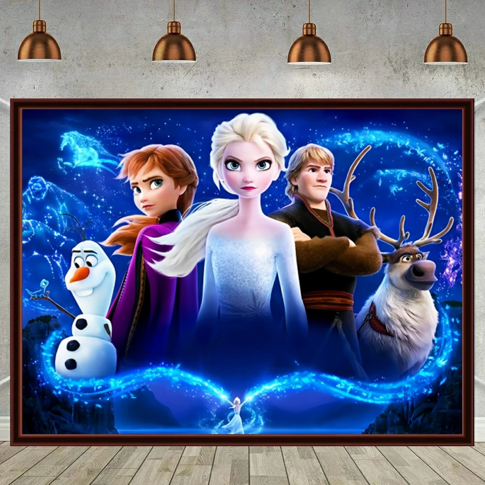 ديزني الماس التطريز المجمدة كامل مربع جولة إلسا آنا الأميرة فسيفساء عبر غرزة اللوحة 5D DIY اليدوية هدية #2