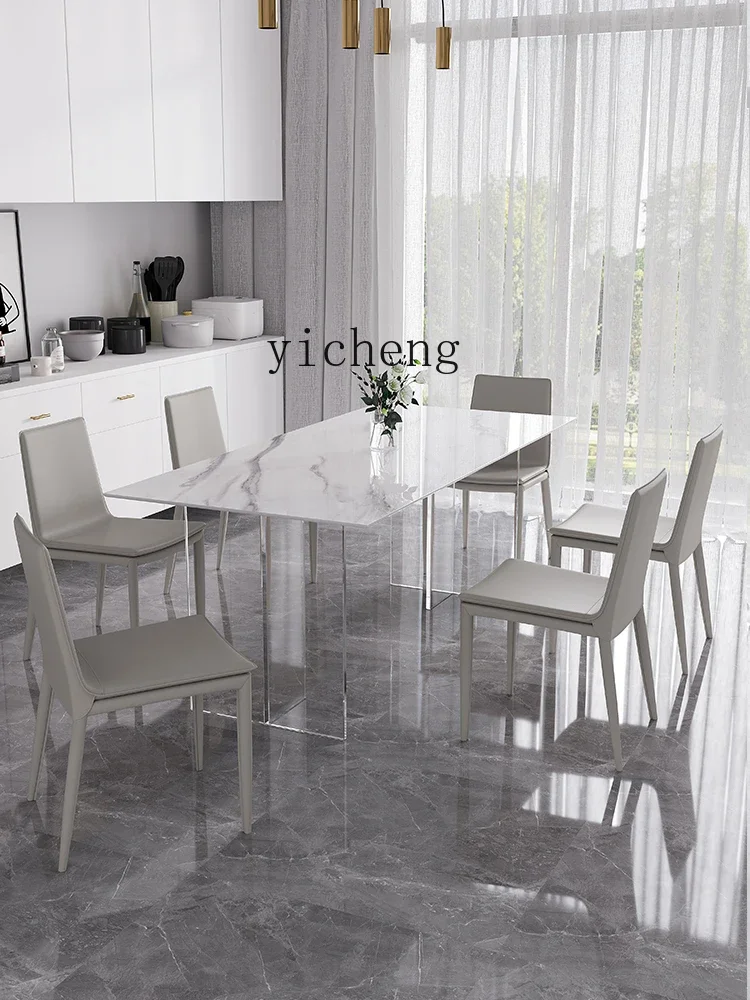 XL Acrylic Transparent Suspension Dining Table and Chair Delifeng Stone Plate Lower Hanging Rectangular