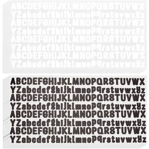12 Sheets 2496 Pcs Alphabet Stickers Self Adhesive Vinyl Letters Black White Stickers Decals for Mailbox Sign Water Bottle
