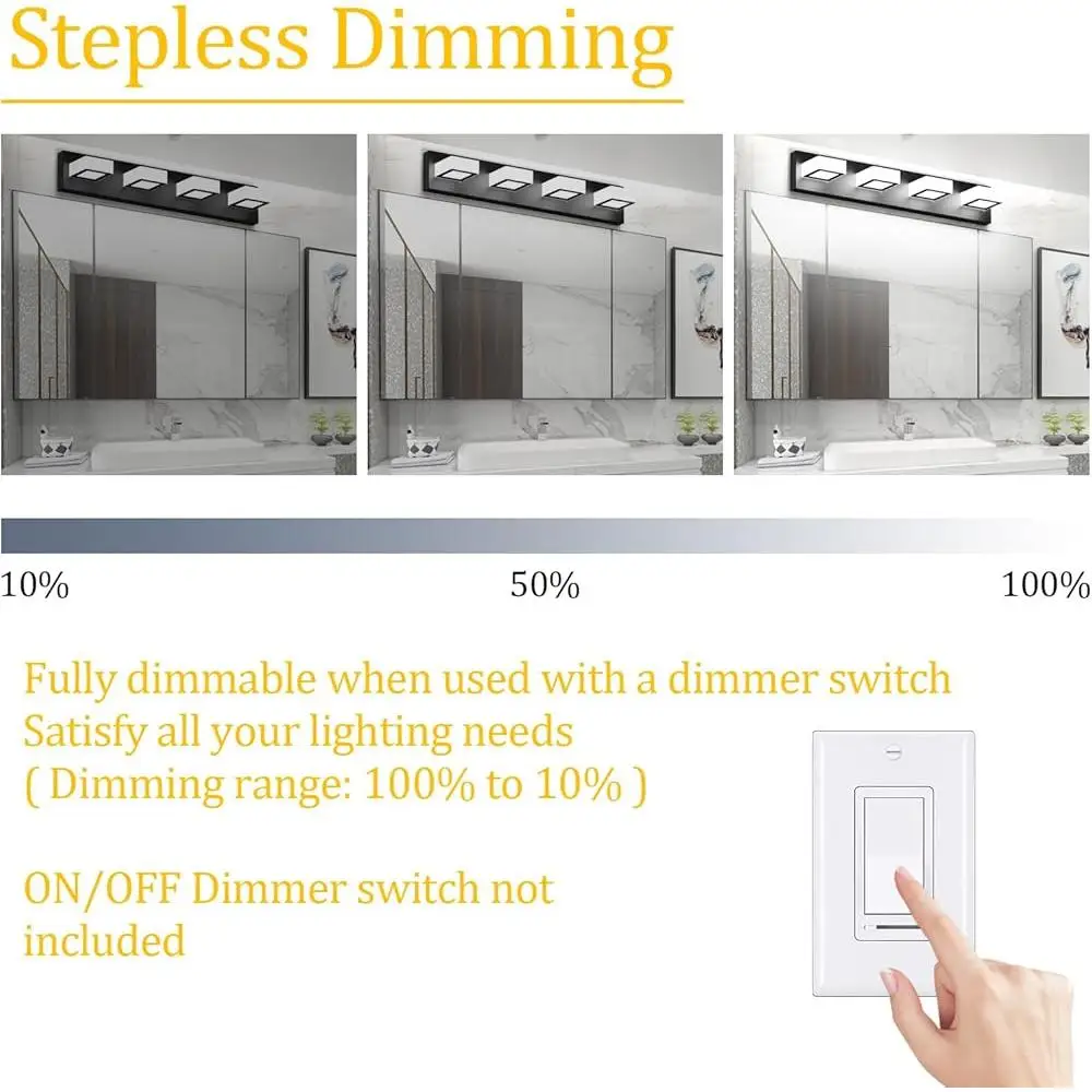 모던 디머블 LED 화장실 조명 5가지 색온도 블랙 욕실 조명기구 에너지 효율적 하드와이어드 설치