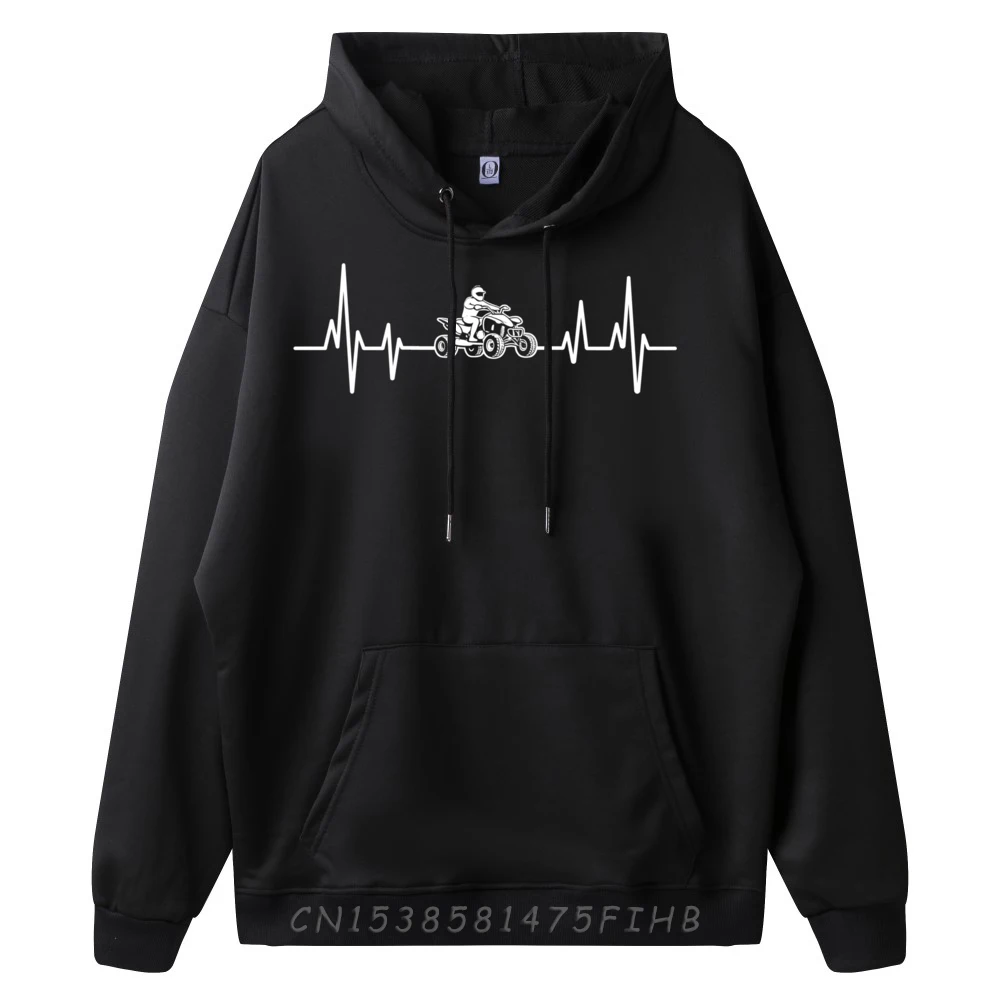 Heartbeat ECG ATV 4 Wheeler Quad Biker Luxury Clothing Meme Sweater New Pullover Hoodies