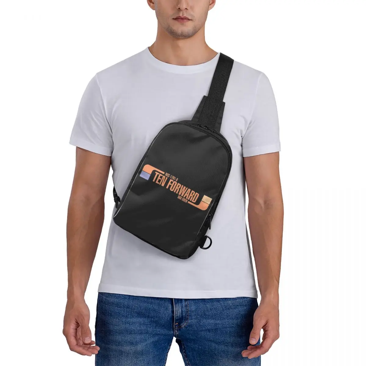 

Ten Forward Bar Crew NCC 1701-D Chest Bag Crossbody Backpack Sling Shoulder Bag For Men Traveling Hiking Daypack