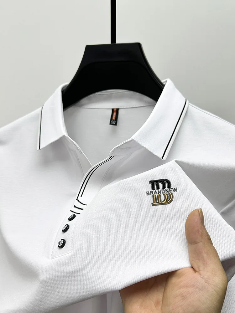 2024 High-end Summer New High Quality Swallow Collar Lapel POLO Shirt Designer Business Casual Fashion Cotton Short Sleeve