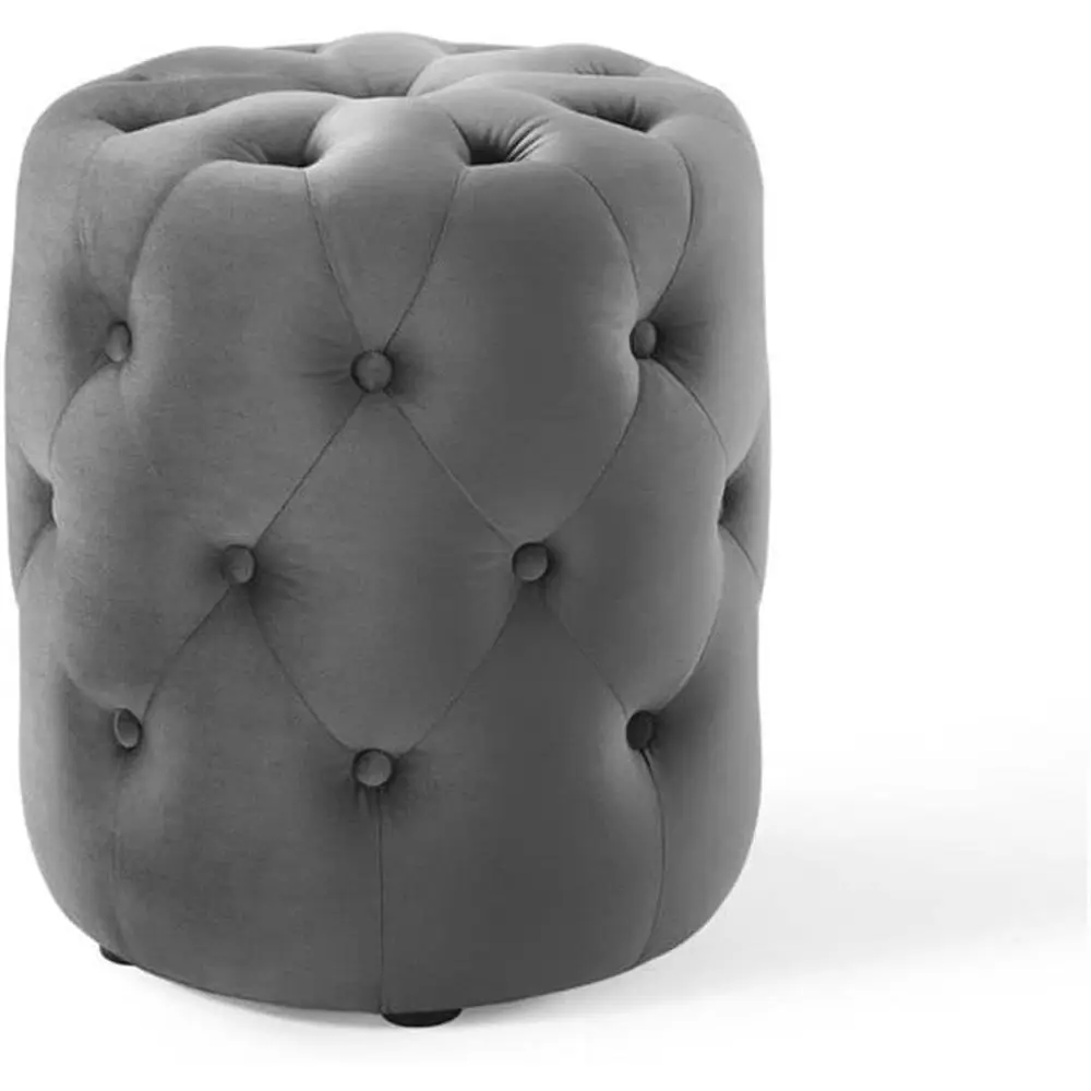 

EEI-3778-GRY Anthem Tuted Button Round Perormance Velvet Ottoman, Gray