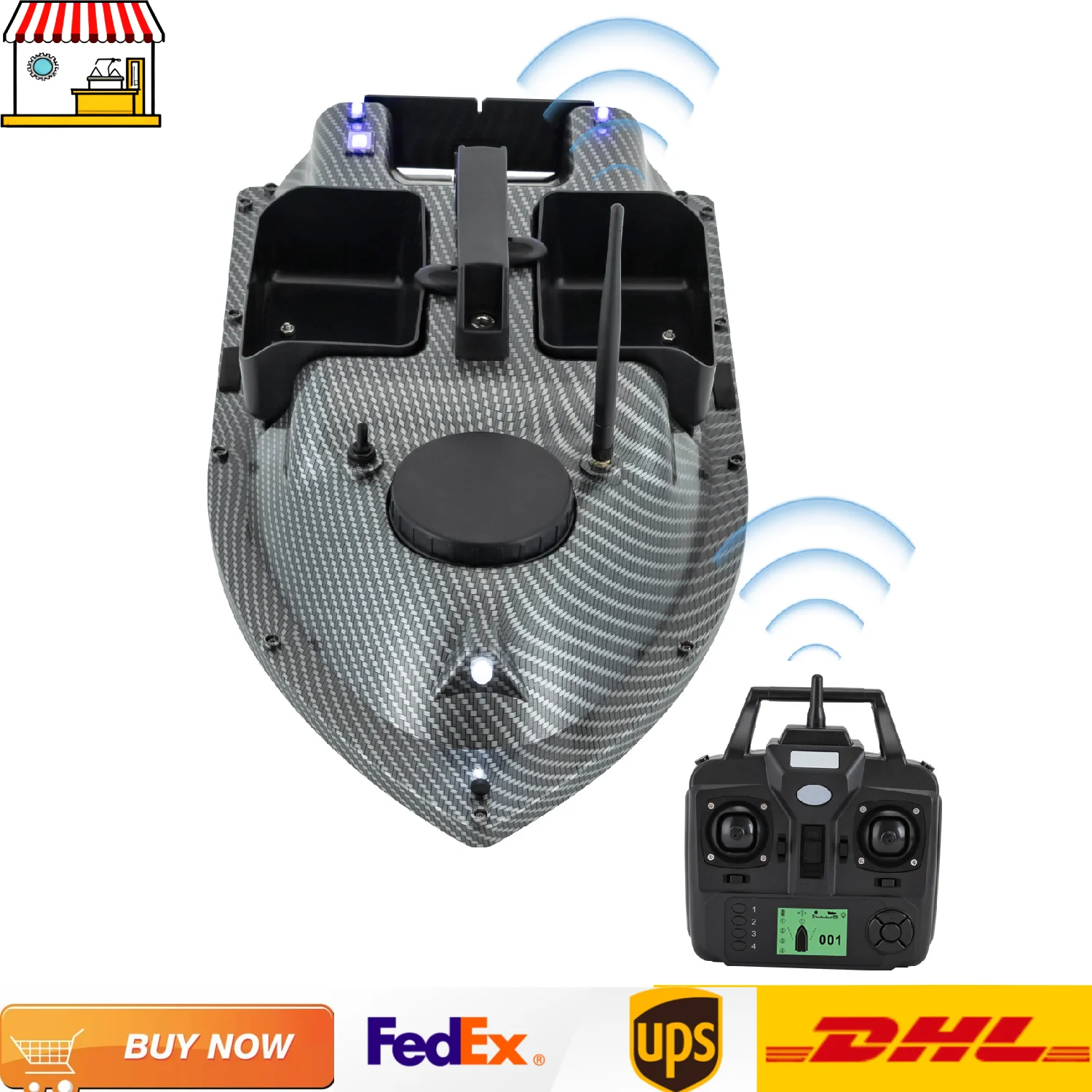 قارب طعم صيد GPS قابل لإعادة الشحن مع بطاريتين و16 نقطة تحديد المواقع 2 كجم قارب طعم #1