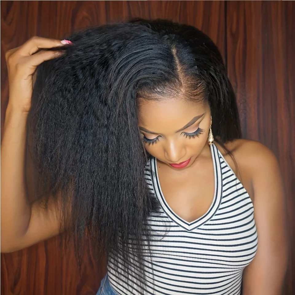 Kinky Straight U Part Pruik Brazilian Remy Full Machine Made Human Hair Pruik Voor Vrouwen