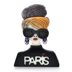 Wuli&baby Acrylic Modern Lady Brooches For Women Beauty Fashion Cool Figure Party Office Brooch Pin Gifts