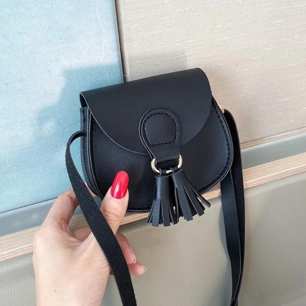 New Cute Children Shoulder Bag PU Leather Mini Size Coin Purse Adjustable Tassels Princess Messenger Bag Party