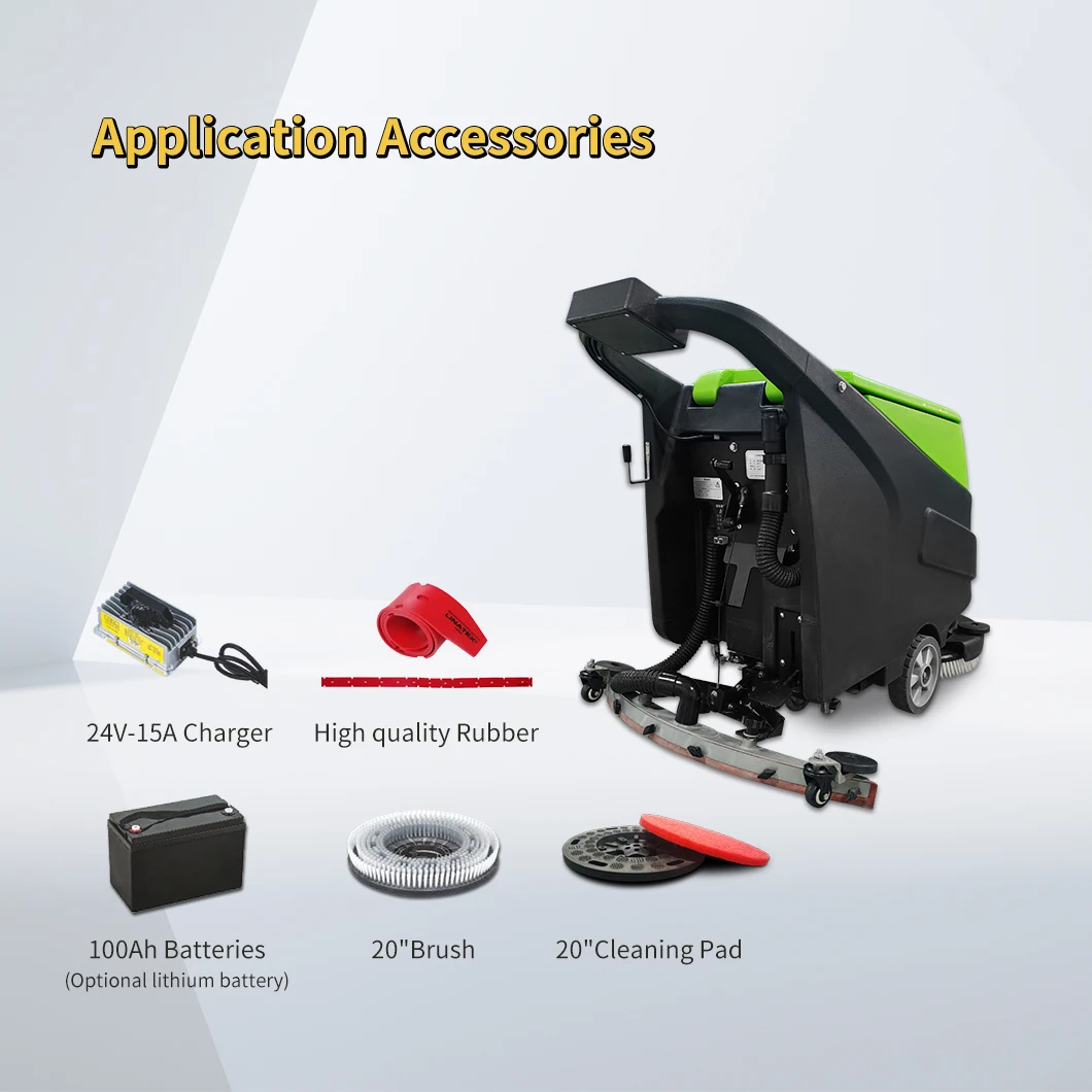 Commerciële loop achter schrob- en wasmachinereinigingsvloerschrobmachine met continue werktijd van 3-4 uur