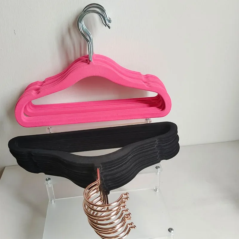 10Pcs Clothes Velvet Hanger Non-slip Flocked Trouser Skirt Hanger Wardrobe Space Saving Organizer Hangers for Children Kids 30cm