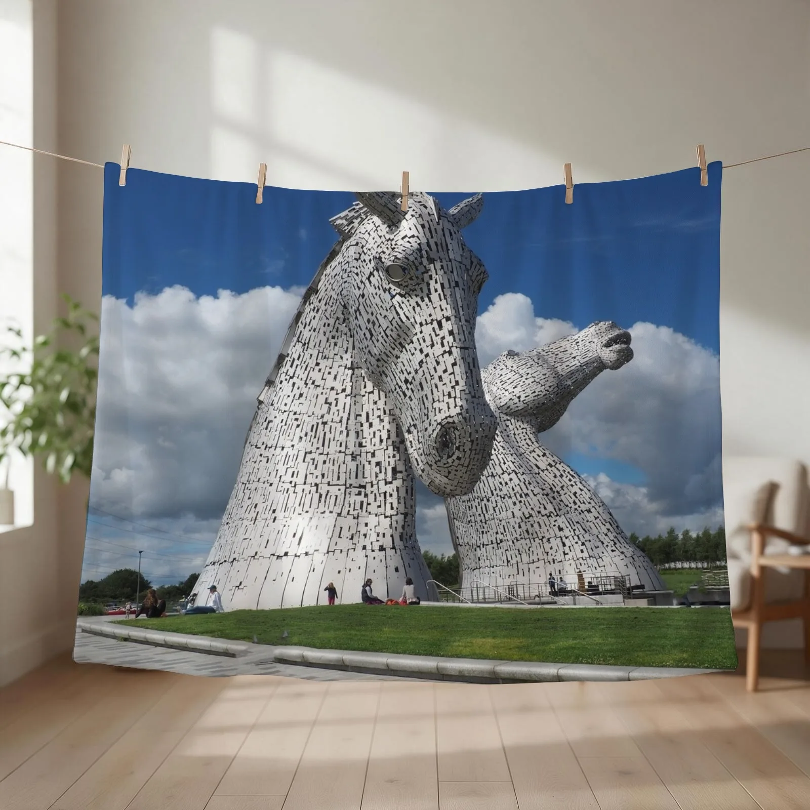 The Kelpies , Helix Park , Falkirk Throw Blanket couch cozy soft plush fuzzy picnic outdoor blanket