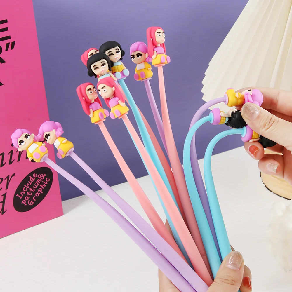 3/6 Pcs KPop Demon Hunters Shaker Gel Pens Cartoon Soft Neutral Pen Black 0.5MM School Supplies Back To School - Image 4