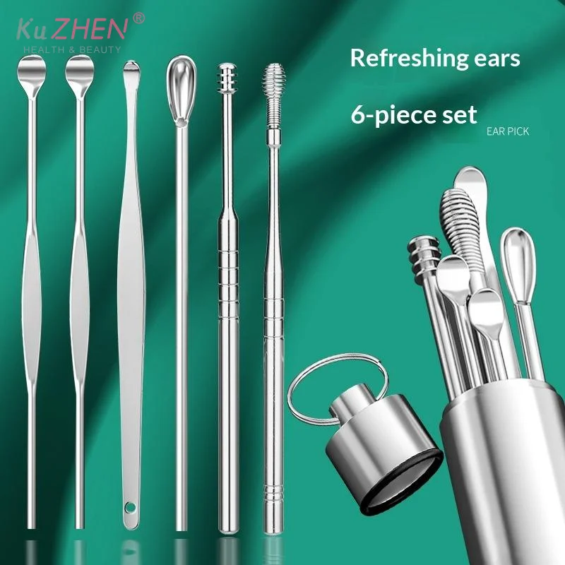 6Pcs Stainless Steel Ear Cleaning Ear Picking Earpick Set Convenient Portable Stainless Steel Ear Pick Tool Household For Adults