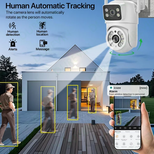 Imagen 2 del producto 2 uds 4 Uds cámara WIFI 4K HD vigilancia de seguridad cámara PTZ visión nocturna a Color 2 pantallas detección humana Audio bidireccional iCsee