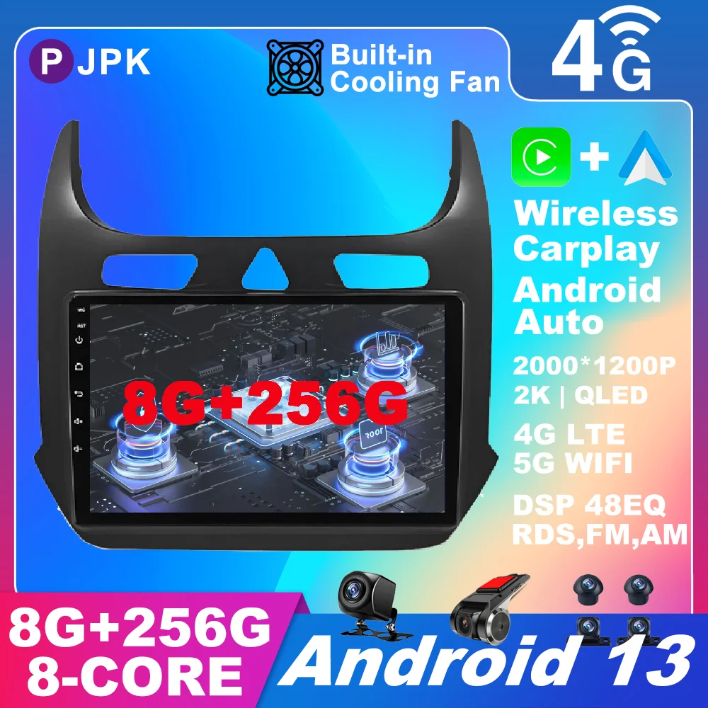 9 Inch Android 13 For Chevrolet Cobalt RAVON R4 2016 - 2018 Car Radio DSP No 2din Multimedia Stereo AHD QLED WIFI 4G LTE ADAS BT