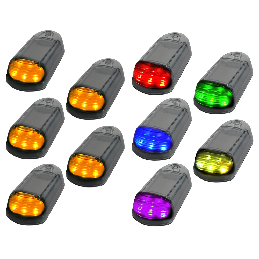

5 Pcs LED Wireless Solar Powered Cab Lights With Double Sided Adhesive Tapes Marker Light Wireless Truck Cab Roof Lights