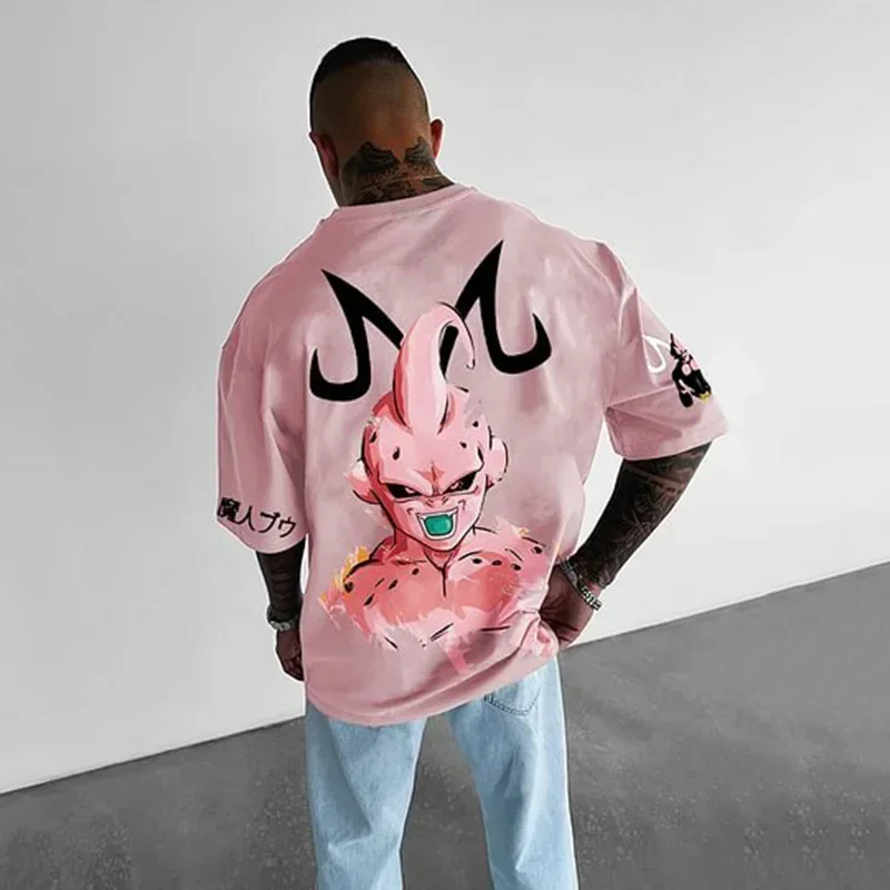 Dragon Ball Z Majin Buu Men T-Shirt Large-Size 2024 New Anime Classic Printed Cotton Fashion Short Sleeve Boys Birthday Gift