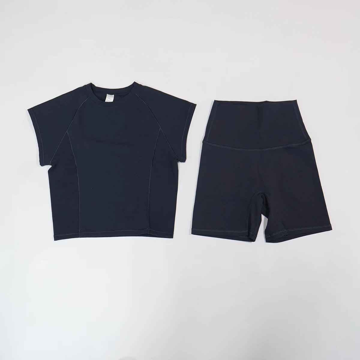 Sommer Damen Zweiteiliges Fitness-Set Kurzärmliges Schnelltrocknendes Yoga-Outfit für Outdoor-Laufsport Damen 2-Teiliges Sportset – Detail 7