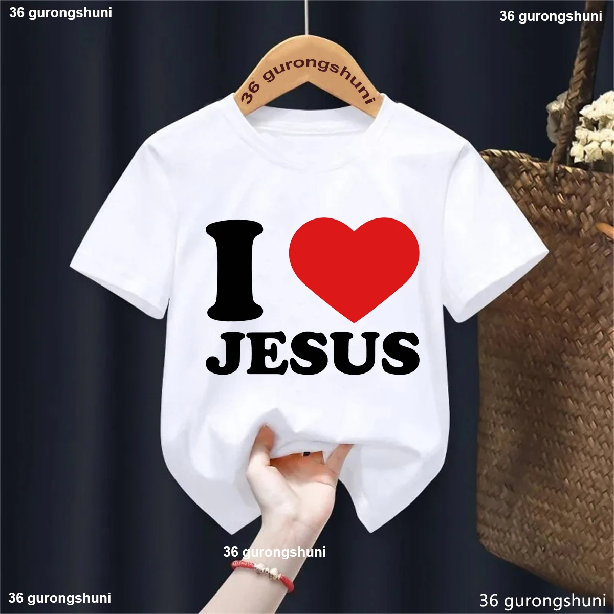 Funny Kawaii Kids Clothes L Love Jesus Letter Printed Tshirt Girls/Boys Summer White/Black/Pink/Blue/Gray/Yellow T-Shirt