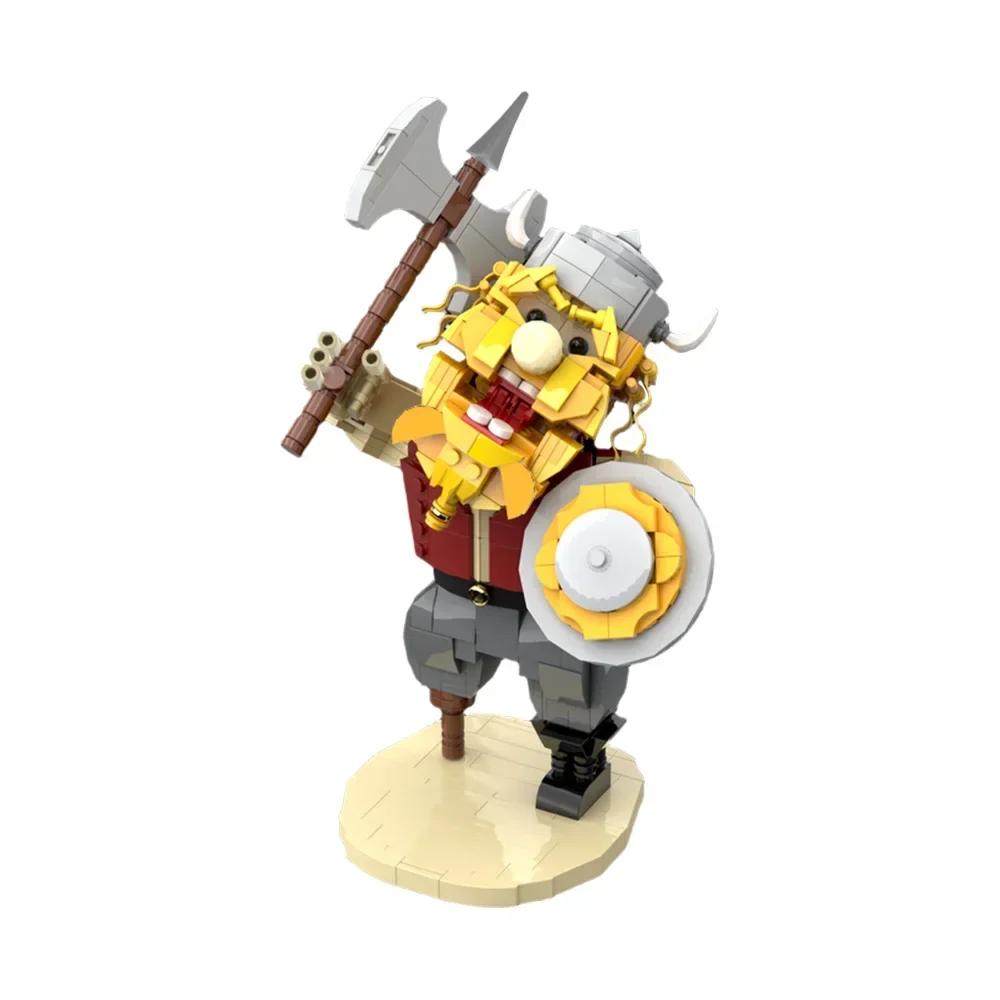 MOC- 198104   Figurka wikinga Brickheadz Model klocki średniowieczny poszukiwacz przygód pirat barbarzyńca wojownik zabawka z klocków prezent