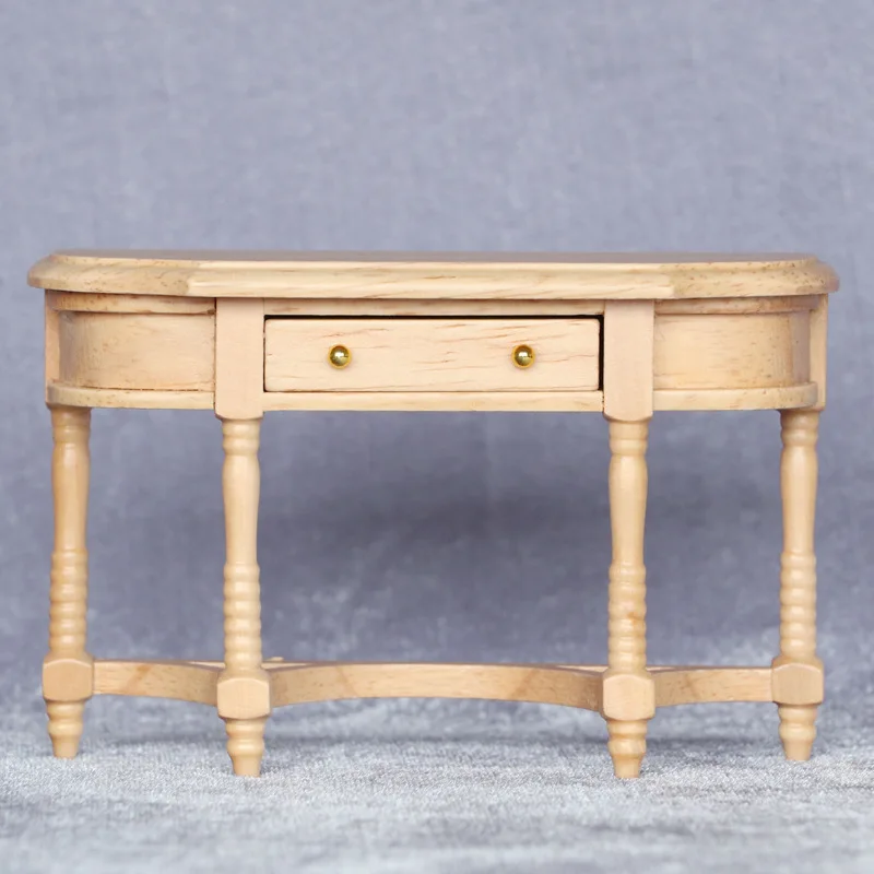 

1:12 Scale Dollhouse Miniature | Solid Oak Half Round Console Table Entryway Decor for Dollhouse - DIY Craft Accessory