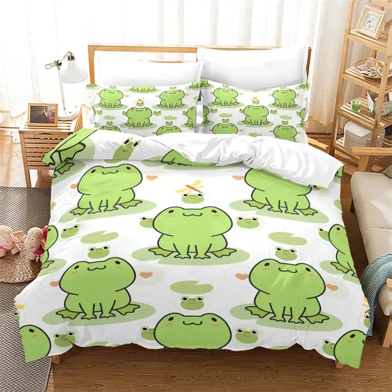 

Cartoon Frog Duvet Cover Reptile Animal Theme Bedding Set Microfiber Quilt Cover Twin For Toddler Kids Boys Girl Teen Room Decor