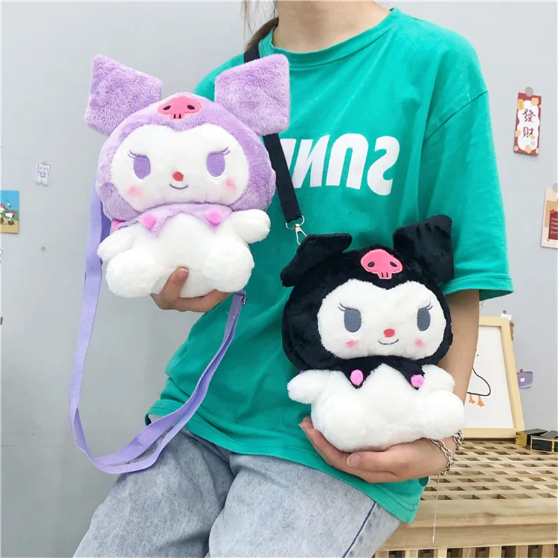 New Sanrio Kuromi peluche borsa bambini peluche borsa ragazze zaino Kawaii farcito giocattoli Plushie Cartoon donne borse ragazzi regali di compleanno