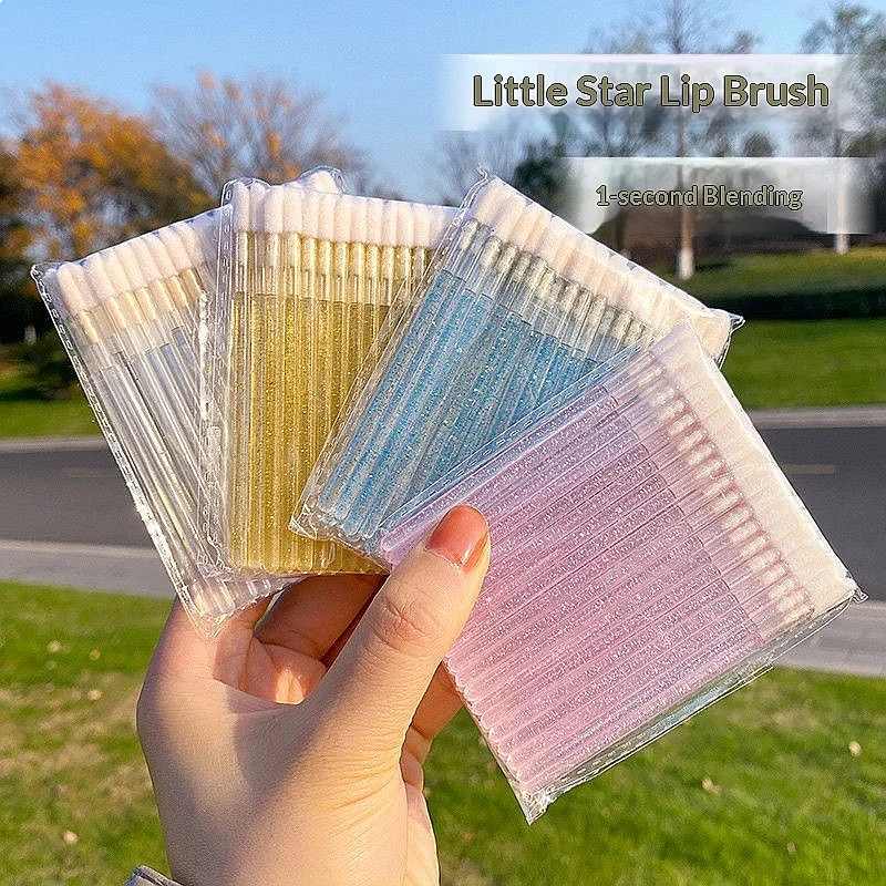 Disposable Lip Brush Stick Portable Multifunctional Flocking Makeup Brush Lip Glaze Applicator